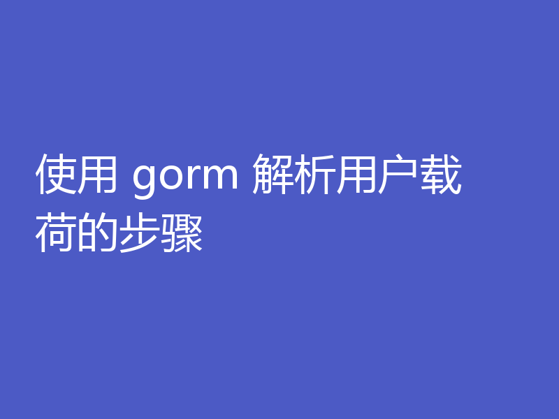 使用 gorm 解析用户载荷的步骤