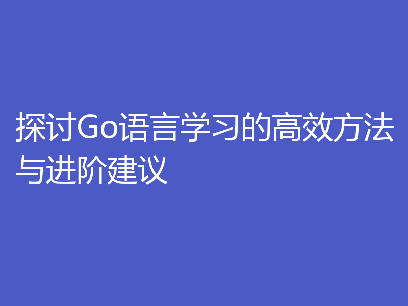 探讨Go语言学习的高效方法与进阶建议