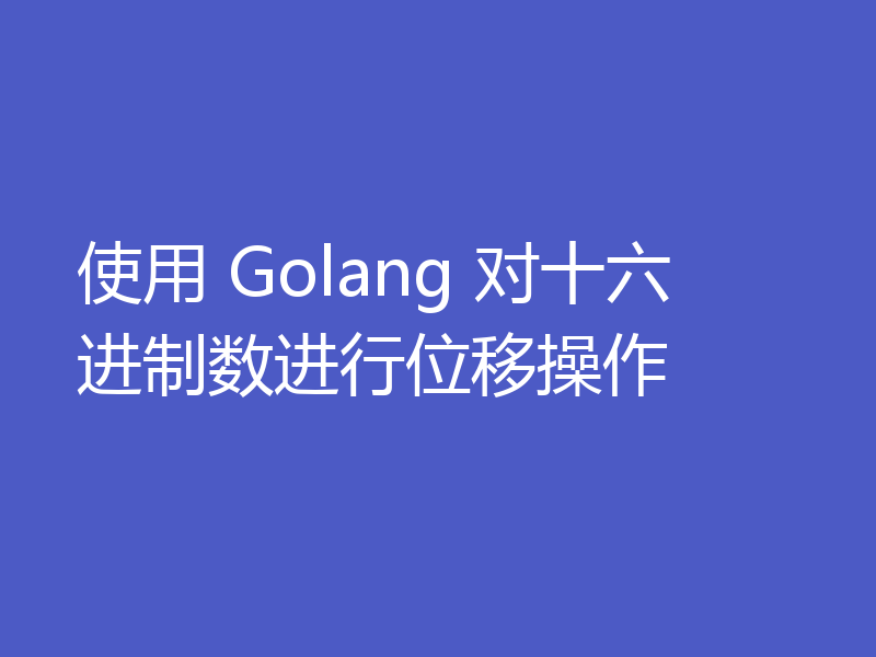 使用 Golang 对十六进制数进行位移操作