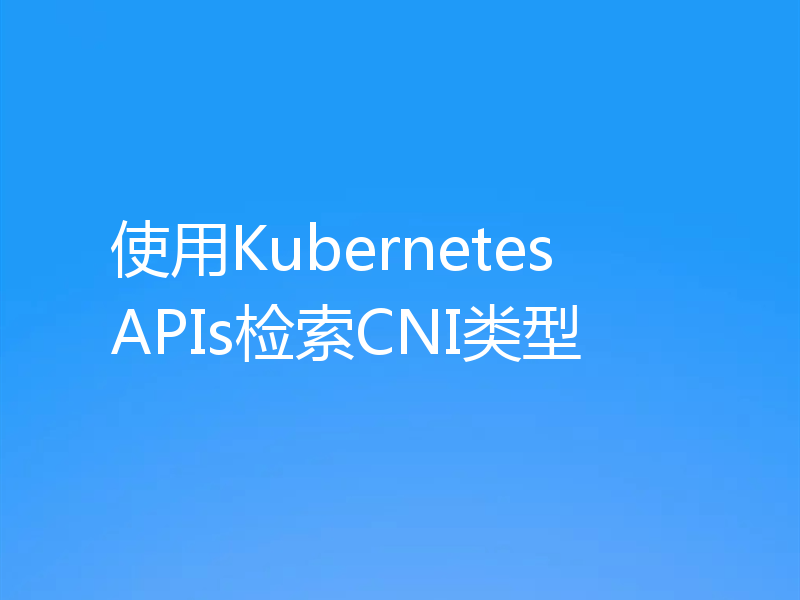 使用Kubernetes APIs检索CNI类型