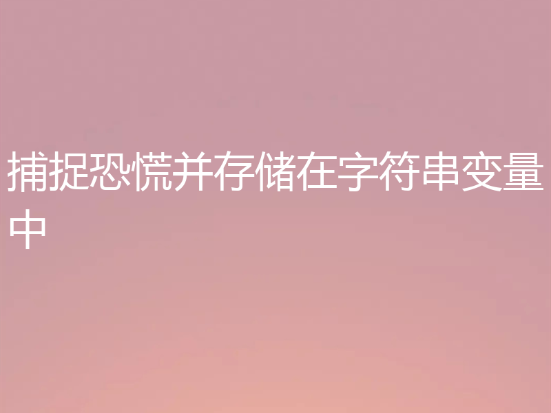 捕捉恐慌并存储在字符串变量中