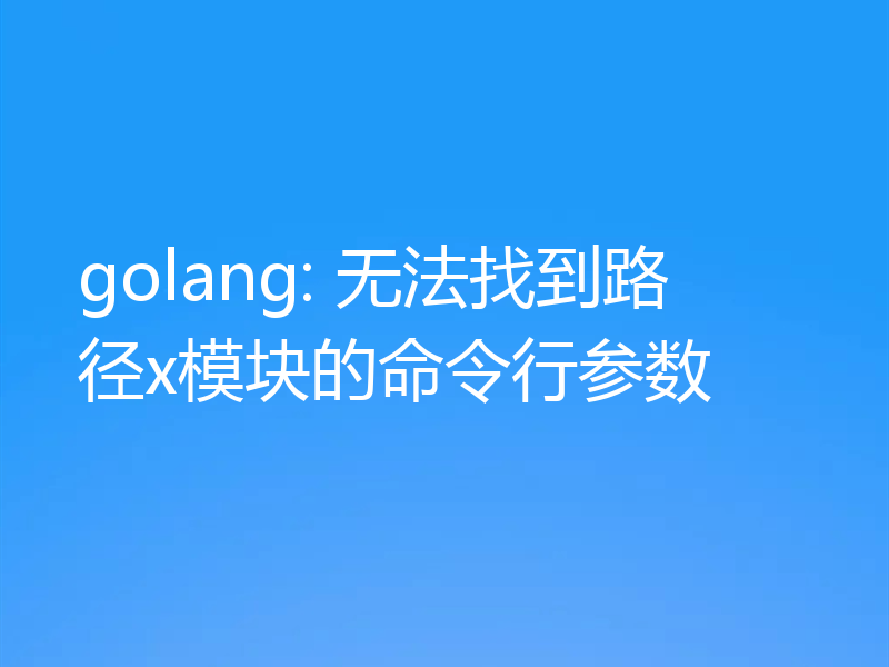 golang: 无法找到路径x模块的命令行参数