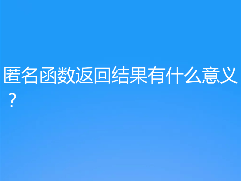 匿名函数返回结果有什么意义？