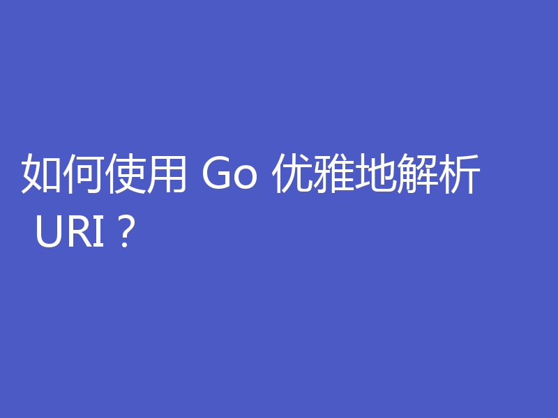 如何使用 Go 优雅地解析 URI？