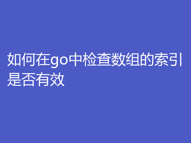 如何在go中检查数组的索引是否有效