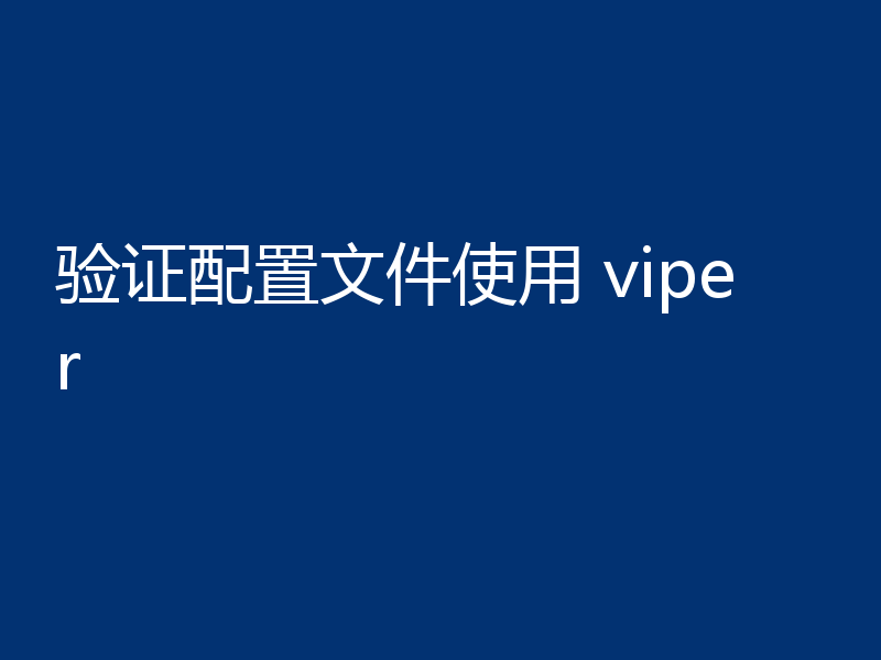 验证配置文件使用 viper