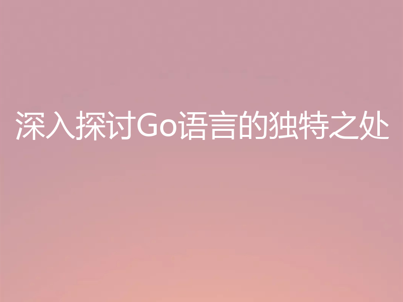 深入探讨Go语言的独特之处