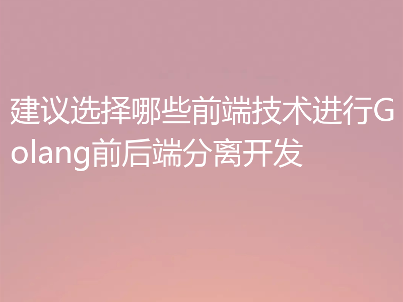 建议选择哪些前端技术进行Golang前后端分离开发