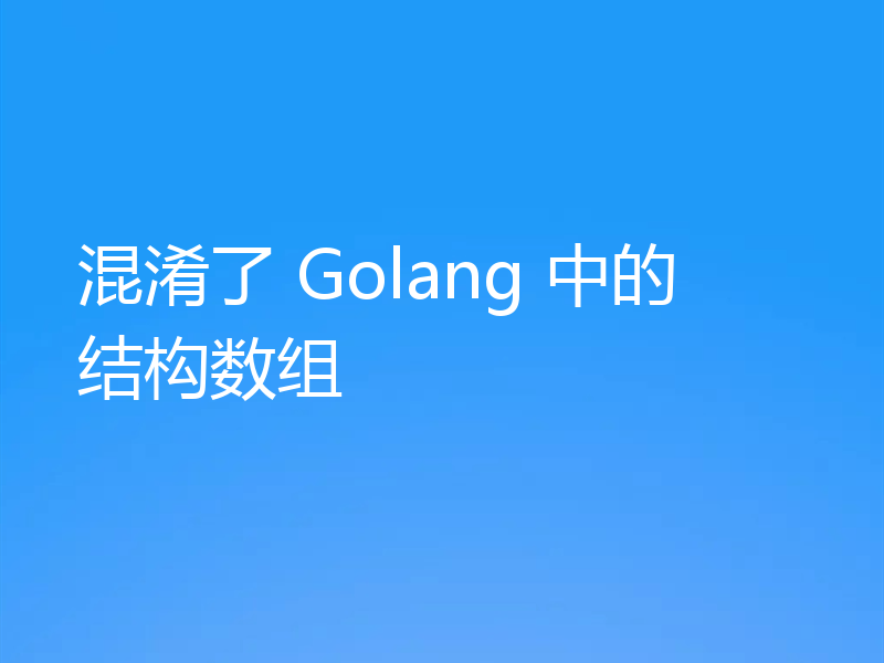 混淆了 Golang 中的结构数组