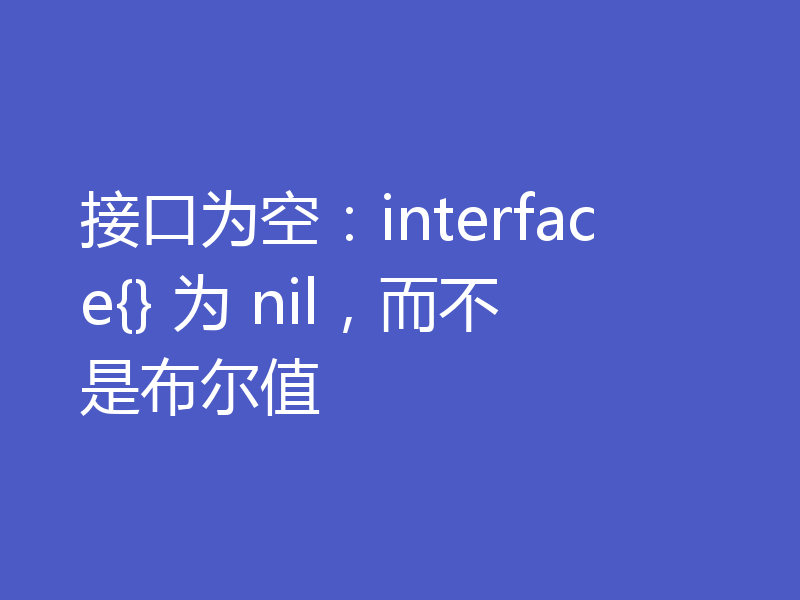 接口为空：interface{} 为 nil，而不是布尔值