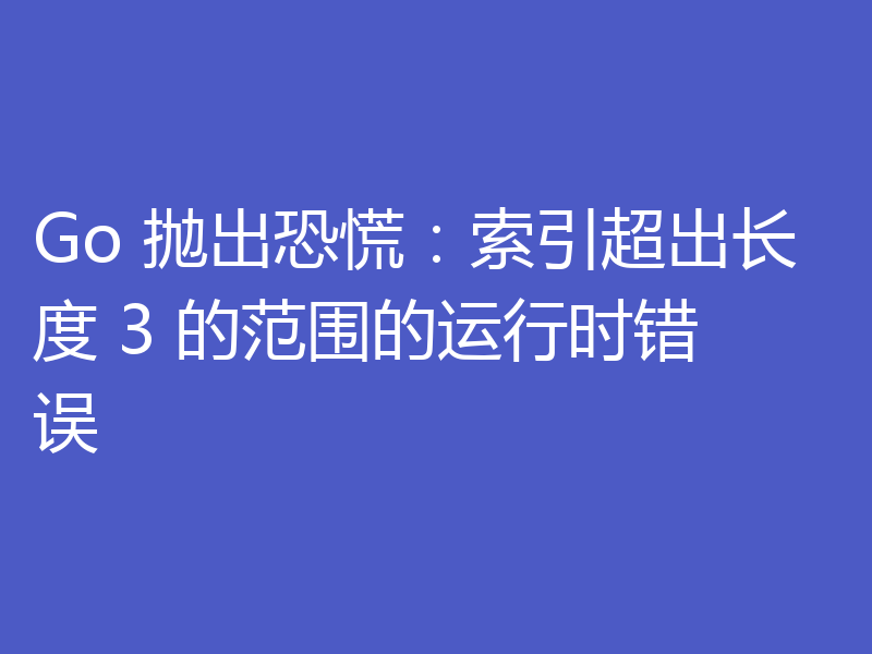 Go 抛出恐慌：索引超出长度 3 的范围的运行时错误