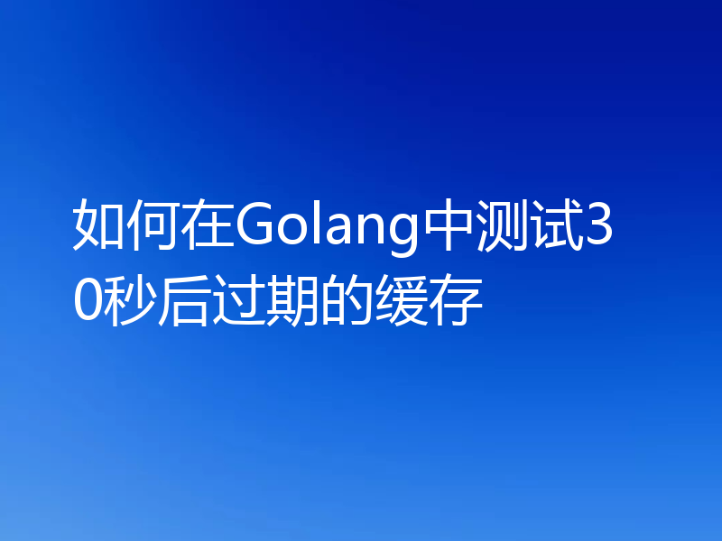 如何在Golang中测试30秒后过期的缓存
