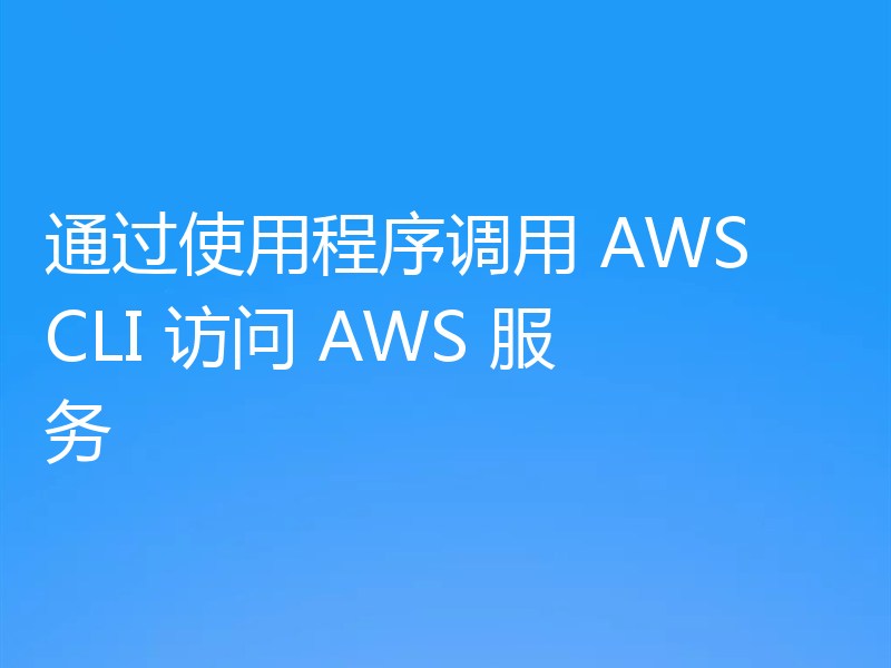 通过使用程序调用 AWS CLI 访问 AWS 服务