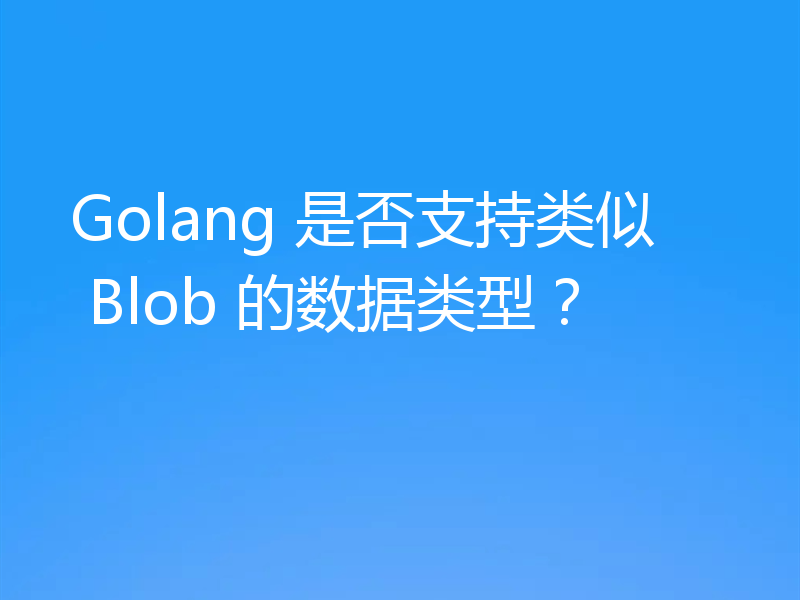 Golang 是否支持类似 Blob 的数据类型？
