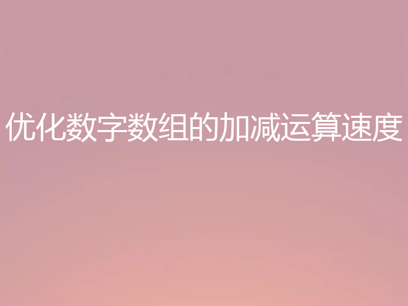 优化数字数组的加减运算速度
