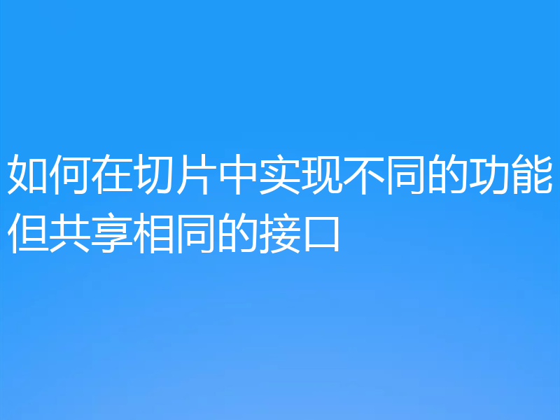 如何在切片中实现不同的功能但共享相同的接口