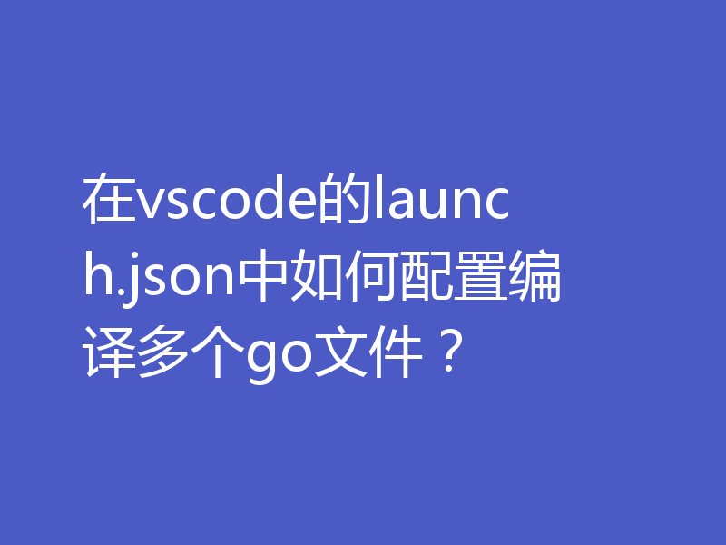 在vscode的launch.json中如何配置编译多个go文件？