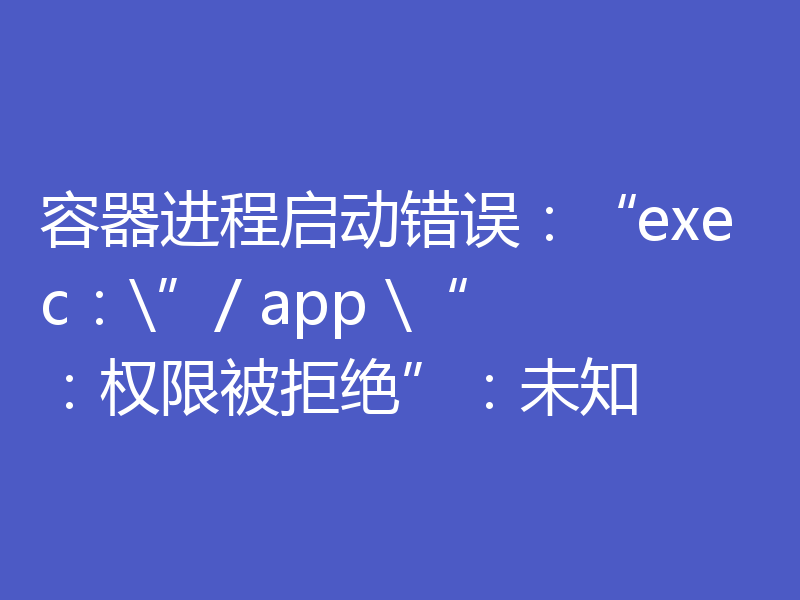 容器进程启动错误：“exec：\”/ app \“：权限被拒绝”：未知