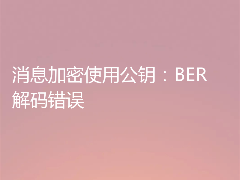消息加密使用公钥：BER 解码错误