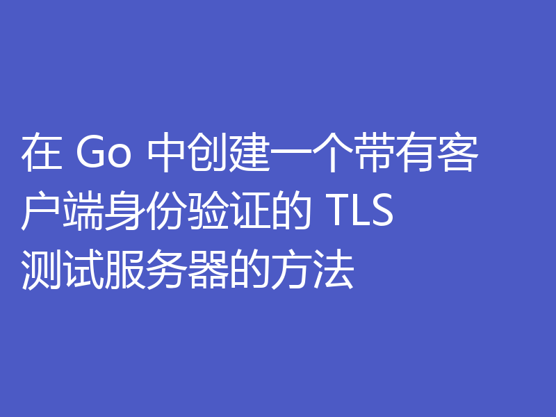 在 Go 中创建一个带有客户端身份验证的 TLS 测试服务器的方法