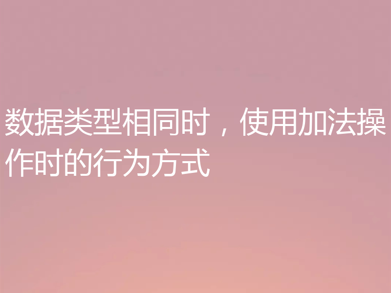 数据类型相同时，使用加法操作时的行为方式