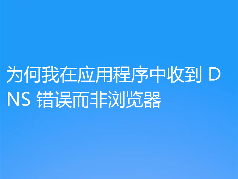 为何我在应用程序中收到 DNS 错误而非浏览器