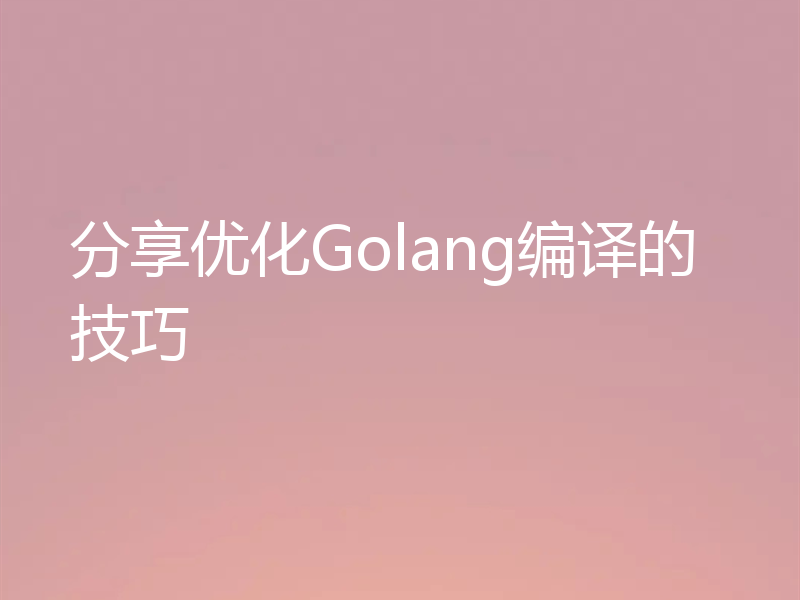 分享优化Golang编译的技巧