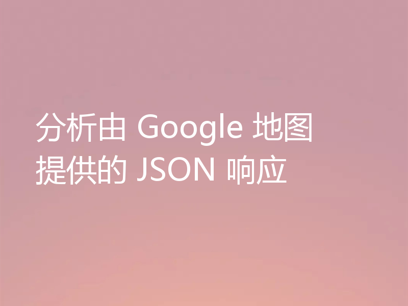 分析由 Google 地图提供的 JSON 响应