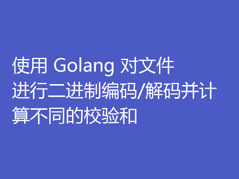使用 Golang 对文件进行二进制编码/解码并计算不同的校验和