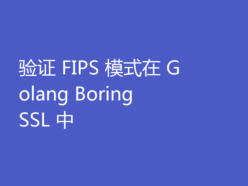 验证 FIPS 模式在 Golang BoringSSL 中