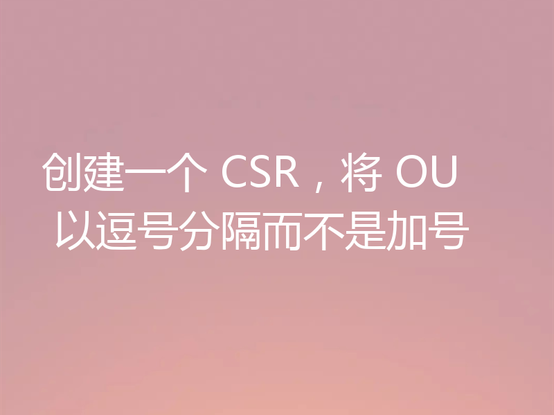 创建一个 CSR，将 OU 以逗号分隔而不是加号