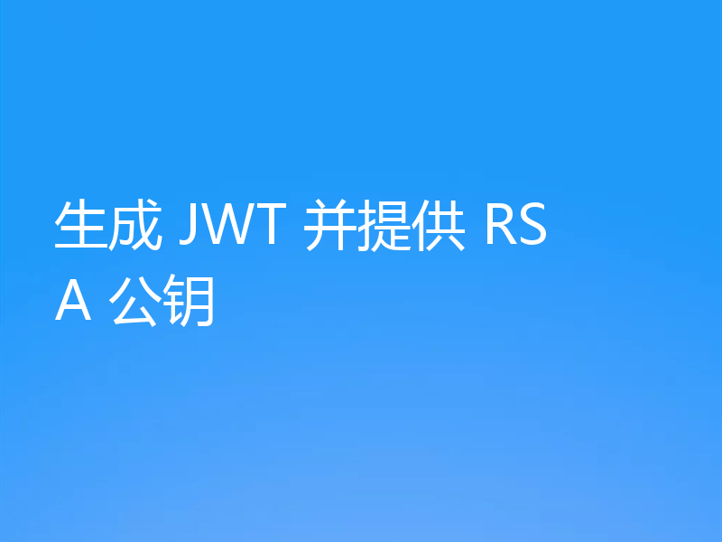生成 JWT 并提供 RSA 公钥