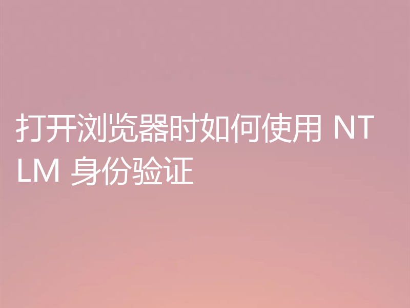 打开浏览器时如何使用 NTLM 身份验证