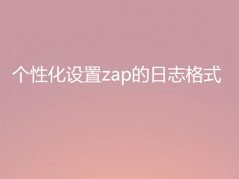 个性化设置zap的日志格式