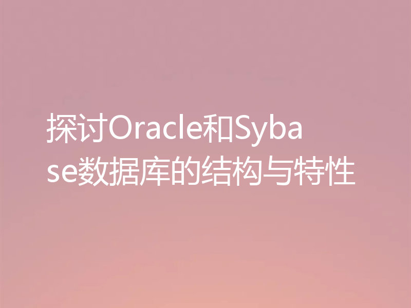 探讨Oracle和Sybase数据库的结构与特性