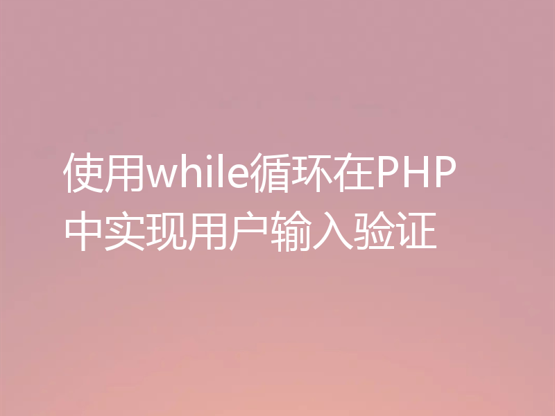 使用while循环在PHP中实现用户输入验证