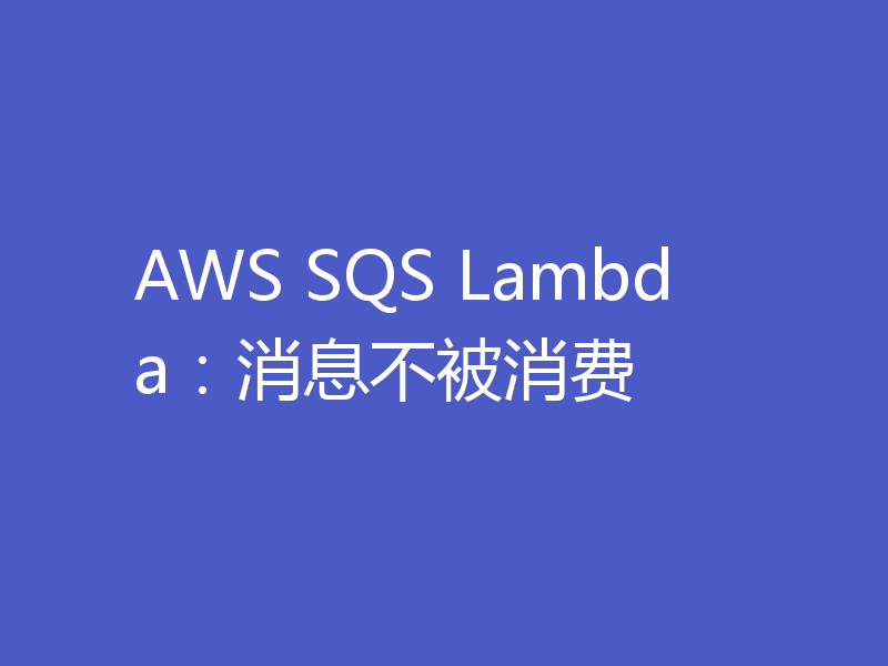 AWS SQS Lambda：消息不被消费