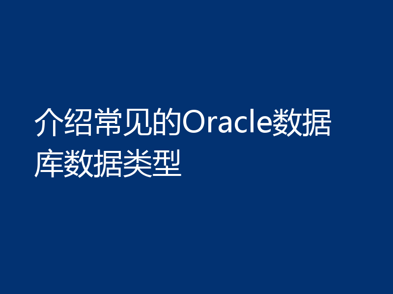 介绍常见的Oracle数据库数据类型