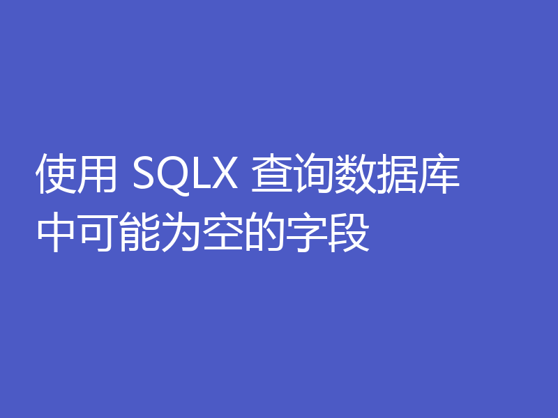使用 SQLX 查询数据库中可能为空的字段