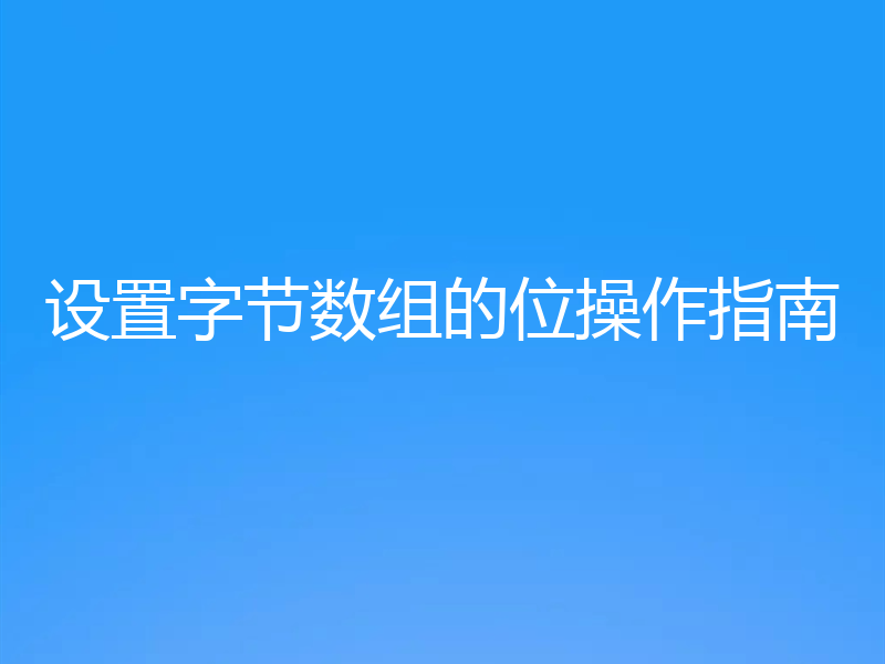 设置字节数组的位操作指南