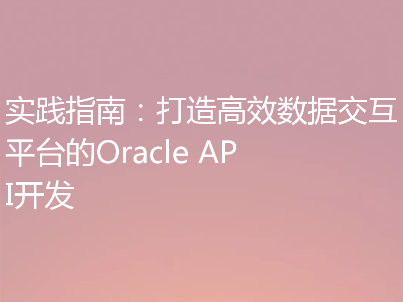 实践指南：打造高效数据交互平台的Oracle API开发