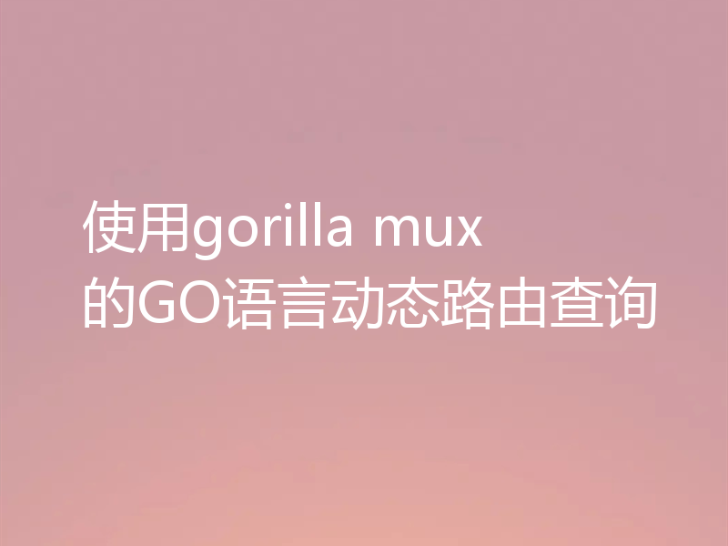 使用gorilla mux的GO语言动态路由查询