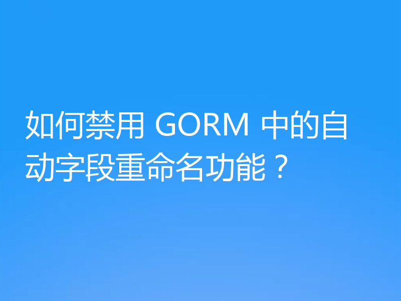 如何禁用 GORM 中的自动字段重命名功能？