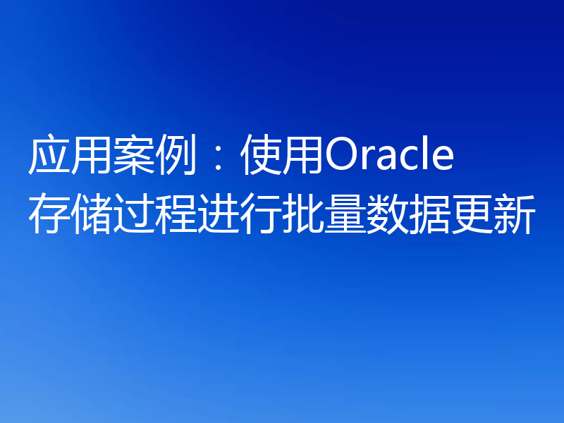 应用案例：使用Oracle存储过程进行批量数据更新