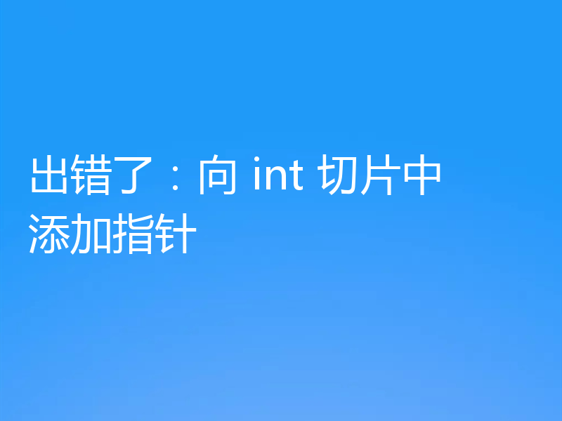 出错了：向 int 切片中添加指针