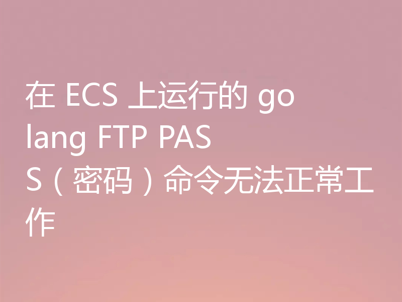 在 ECS 上运行的 golang FTP PASS（密码）命令无法正常工作