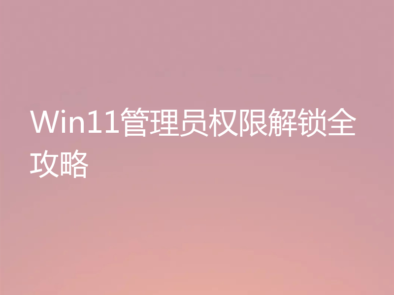 Win11管理员权限解锁全攻略