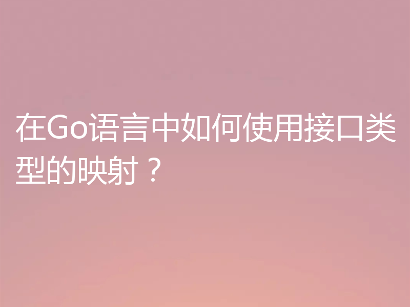 在Go语言中如何使用接口类型的映射？