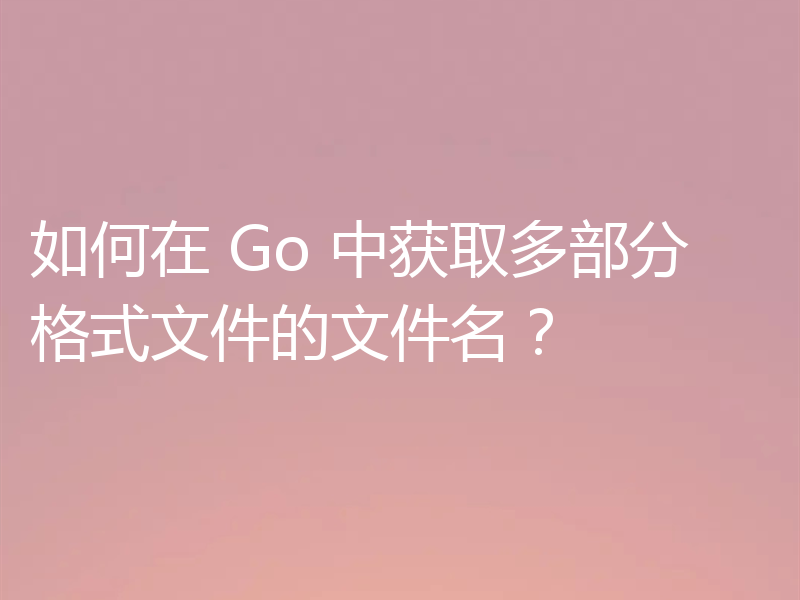 如何在 Go 中获取多部分格式文件的文件名？