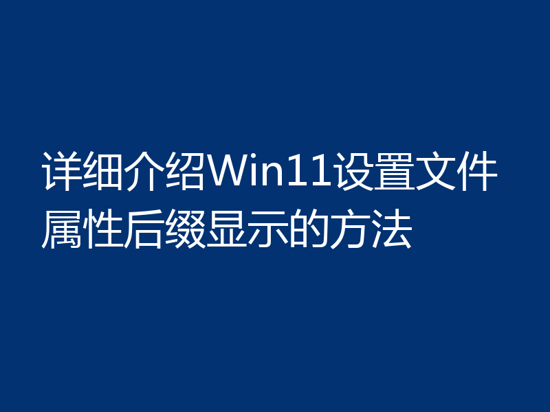 详细介绍Win11设置文件属性后缀显示的方法